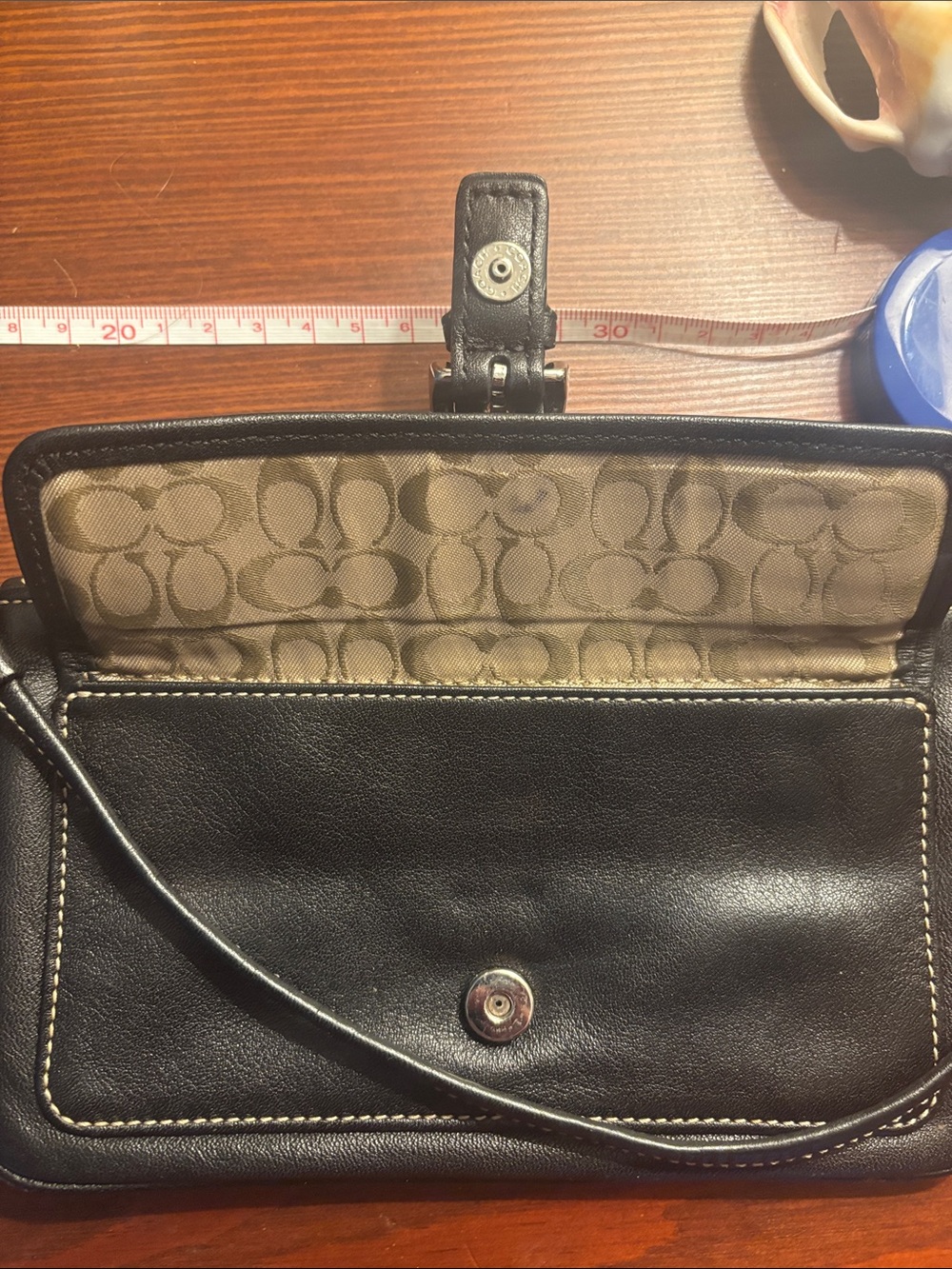 Coach Black Leather Wristlet with Silver Buckle - Picture 5 of 6